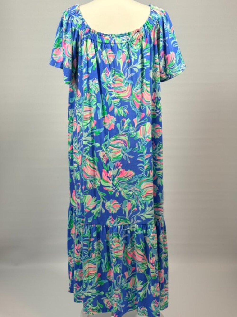 NWT Lilly Pulitzer Merle Off Shoulder Midi Dress Blue Fare Fancy Fins XL - Picture 4 of 11